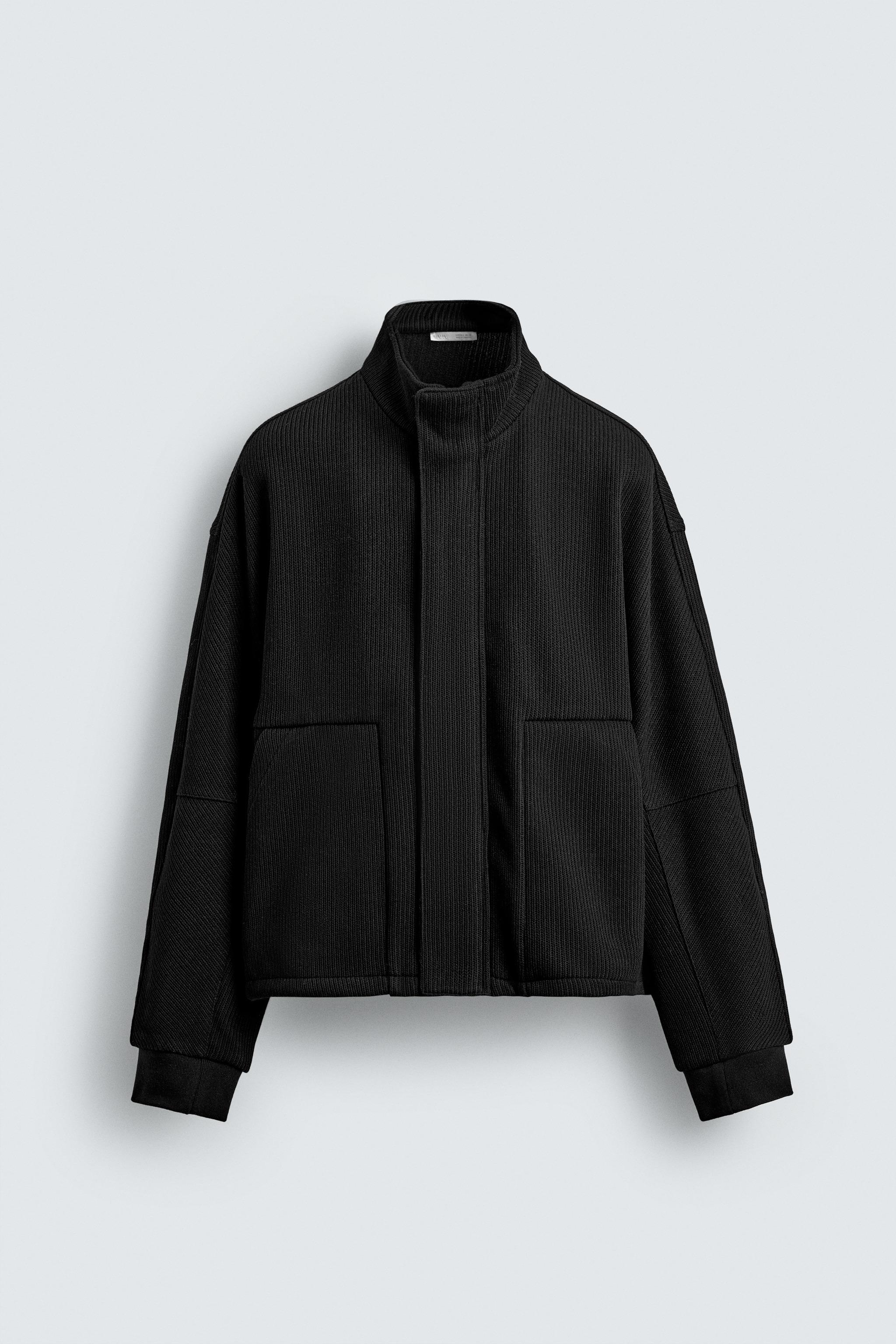 BLOUSON COUPE CARRÉE À FINITIONS CÔTELÉES